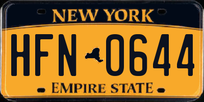 NY license plate HFN0644