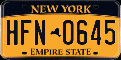 NY license plate HFN0645
