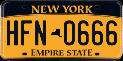 NY license plate HFN0666