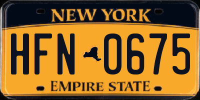 NY license plate HFN0675