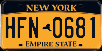 NY license plate HFN0681