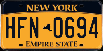 NY license plate HFN0694