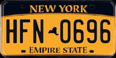 NY license plate HFN0696