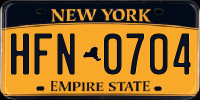 NY license plate HFN0704