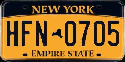 NY license plate HFN0705