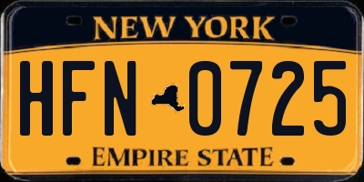 NY license plate HFN0725