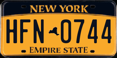 NY license plate HFN0744