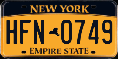 NY license plate HFN0749