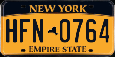 NY license plate HFN0764