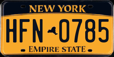 NY license plate HFN0785