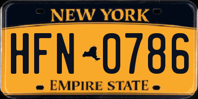 NY license plate HFN0786