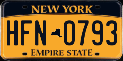 NY license plate HFN0793