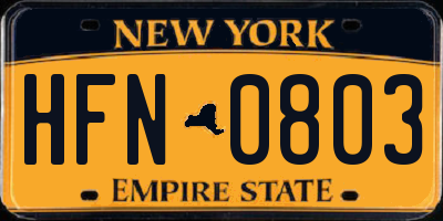 NY license plate HFN0803