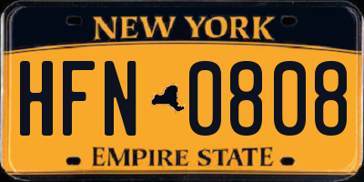 NY license plate HFN0808