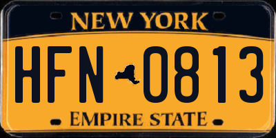 NY license plate HFN0813