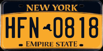 NY license plate HFN0818