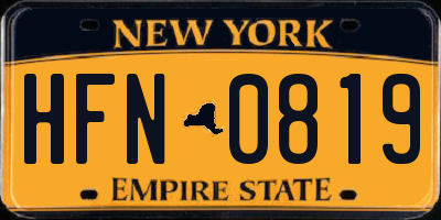 NY license plate HFN0819