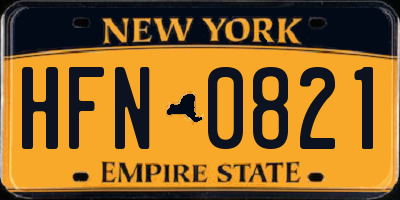 NY license plate HFN0821