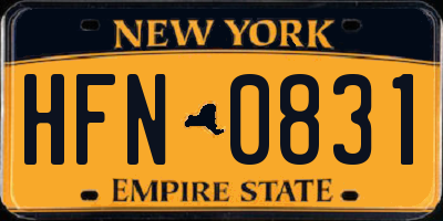 NY license plate HFN0831