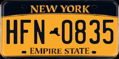 NY license plate HFN0835
