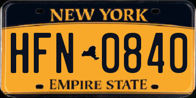 NY license plate HFN0840