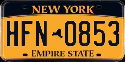 NY license plate HFN0853