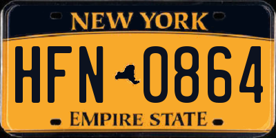 NY license plate HFN0864
