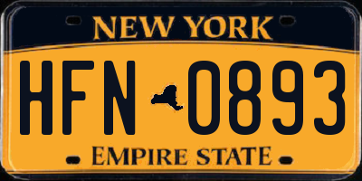 NY license plate HFN0893