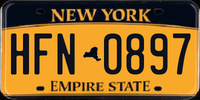 NY license plate HFN0897