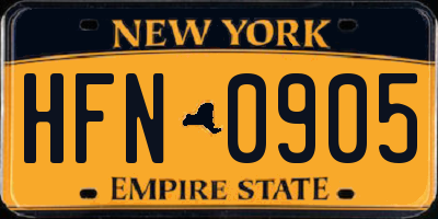 NY license plate HFN0905