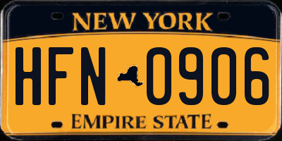 NY license plate HFN0906