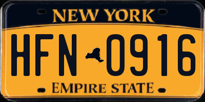 NY license plate HFN0916