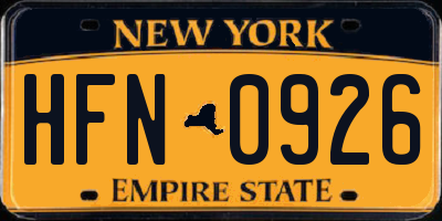 NY license plate HFN0926