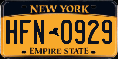 NY license plate HFN0929