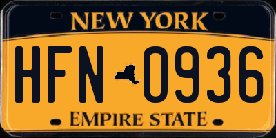 NY license plate HFN0936
