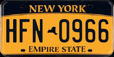 NY license plate HFN0966