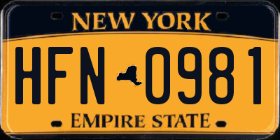 NY license plate HFN0981