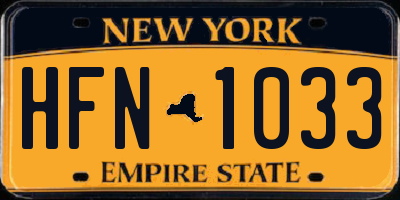 NY license plate HFN1033