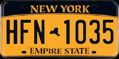NY license plate HFN1035
