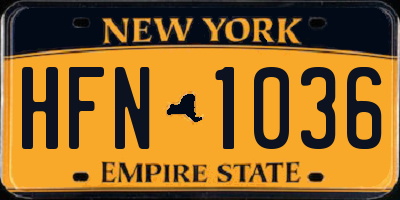 NY license plate HFN1036
