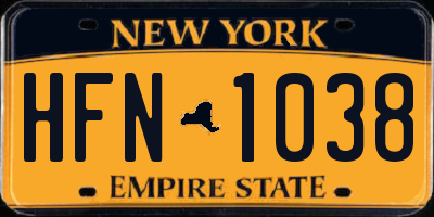 NY license plate HFN1038