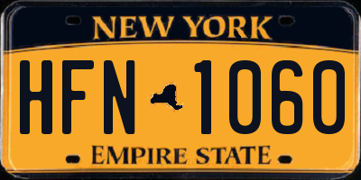 NY license plate HFN1060