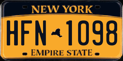 NY license plate HFN1098