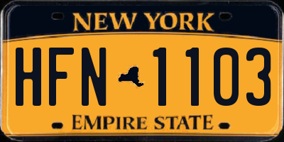 NY license plate HFN1103