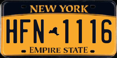 NY license plate HFN1116