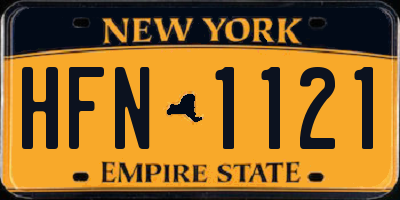NY license plate HFN1121