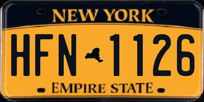 NY license plate HFN1126