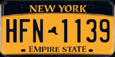 NY license plate HFN1139