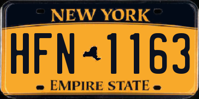 NY license plate HFN1163