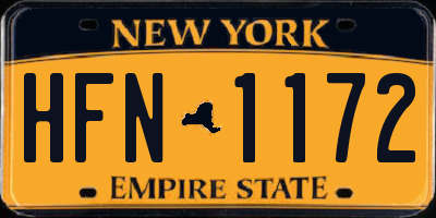 NY license plate HFN1172